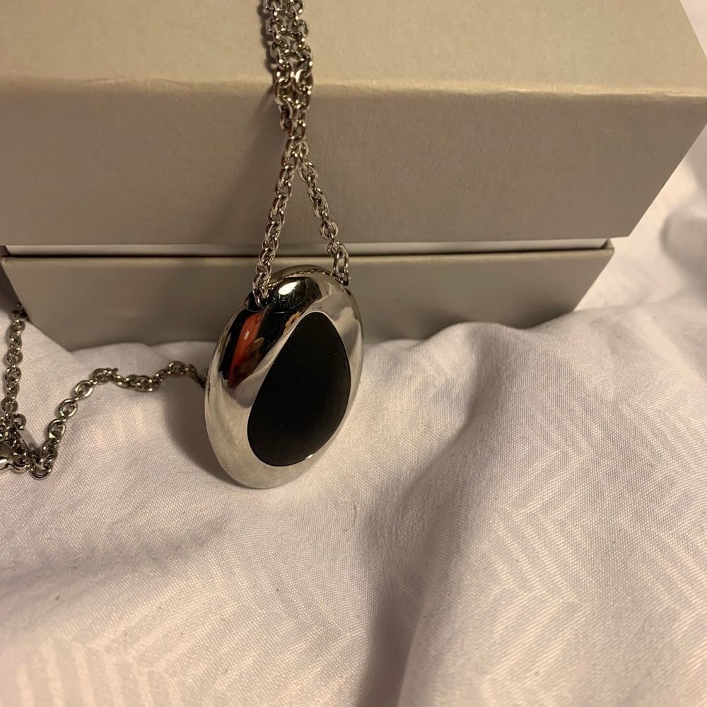 Calvin Klein Wood Silver Pendant Chain Necklace - Picture 4 of 15